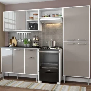 Armário de Cozinha Compacta Xangai Multimóveis VM2840 Branco/Lacca Fumê - Imagem 1