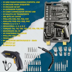 Kit Parafusadeira Elétrica + Lanterna De Cabeça Recarregável - Imagem 4