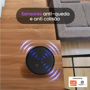 Robô Aspirador De Pó E Passa Pano App Tuya Pandaplus Bivolt Preto - Imagem 8