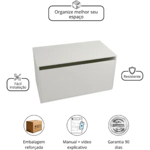 Baú Organizador Brinquedo Criança Quarto Rodinhas Branco* - Imagem 5