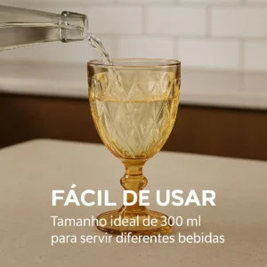 Jogo 6 Taças De Vidro Âmbar Diamond 300ml Para Água Vinho Suco Conjunto De Taças Bico De Jaca Elegante Para Mesa Posta Jantar Servir Buffet Tattoo Style - Imagem 8