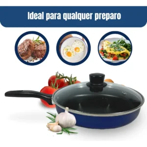 Frigideira Reta 24 Cm Antiaderente Com Tampa De Vidro - Imagem 6