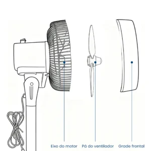 Ventilador circulador de ar, três velocidades ajustáveis, baixo ruído, 60Hz, três ajustes de altura - Imagem 3
