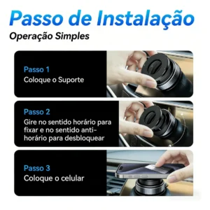 Suporte Veicular Magnético com Ventosa, para Celular no Painel ou Para-brisa Ajustável 360° - Imagem 6