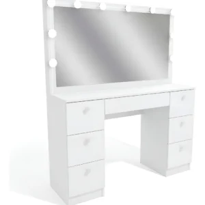 Penteadeira Ditália Pe80 com Kit Luz Branco Cor Branco - Imagem 1