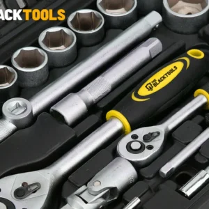 Jogo De Ferramentas Soquetes Encaixe 1/4 E 1/2 Pol. Catraca Reversível Aço Crv 94 Peças Com Maleta Tkf94 The Black Tools - Imagem 5