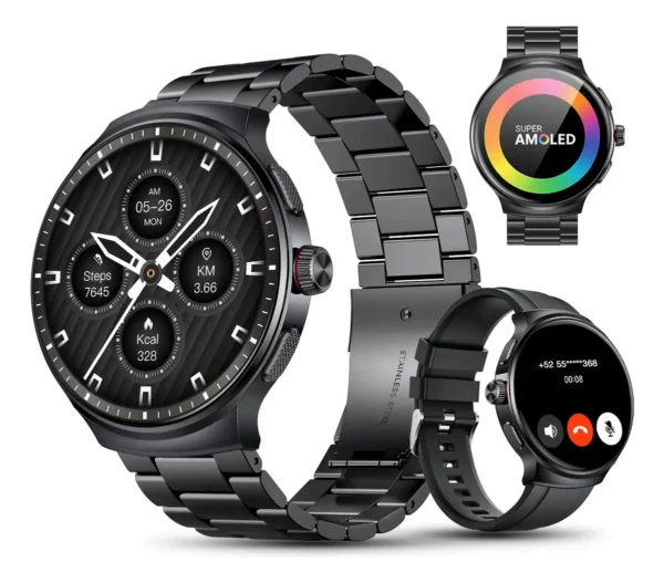 Relógio Inteligente Aolon Prime3 Tela Amoled AGPS 1.43 Aod IP68 Faz Chamadas 1atm Preto