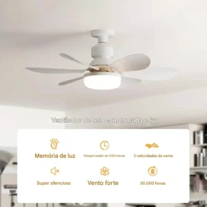Ventilador Teto Lampada Luz Led Silêncioso Econômico 6 Pás - Imagem 6