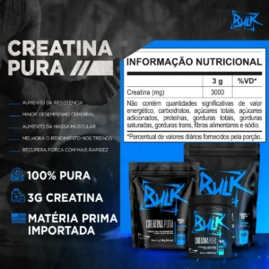 Kit 6x Creatina Monohidratada 100% Pura 300g Bulk Nutrition - Imagem 3