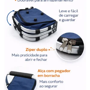 Bolsa Térmica Cesto Dobrável Praia Piquenique Acampamento - Imagem 3