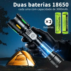 Lanterna Tática Led Zoom 3600lm 2km Alto Luz Potente Usb Recarregável Vem com 2 baterias modelo 18650 Enfit Vida - Imagem 5