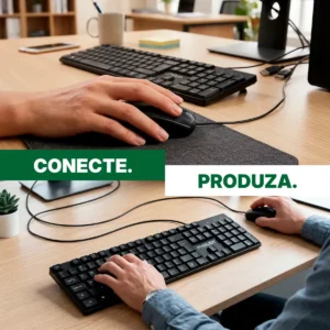 Kit Teclado E Mouse Óptico Usb Com Fio Abnt2 Pc E Notebook Pholex - Imagem 5