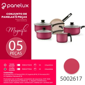 Jogo de Panelas Magnific 5 pçs Antiaderente Cereja Panelux - Imagem 7
