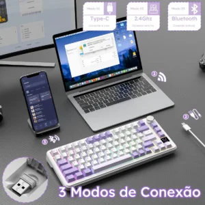 Teclado Mecânico Sem Fio Attack Shark X85pro 75% Tela Tft - Imagem 5