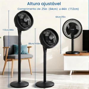Ventilador circulador de ar, três velocidades ajustáveis, baixo ruído, 60Hz, três ajustes de altura - Imagem 2