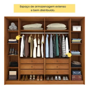 Guarda-Roupa Casal Espresso Móveis Ripado 6 Portas 6 Gavetas 275cm Cinamomo/Off White - Imagem 6