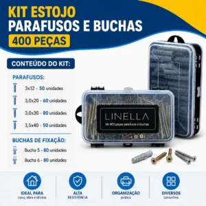 Kit 400 Peças Parafusos E Buchas P/ Parede Com Organizador - Imagem 6