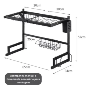 Escorredor De Louça Rack Organizador De Pia Moderno 65 Cm - Imagem 8