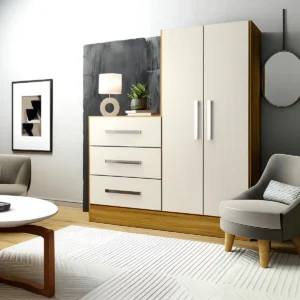 Cômoda Rodial 2 Portas 3 Gavetas Dunas Off White Pintura UV - Imagem 1