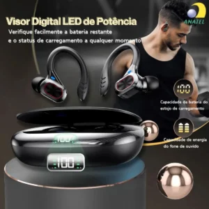 Fone de Ouvido JSKJ S730 TWS Bluetooth 5.4 Com Gancho Esportivo e LED - Imagem 4
