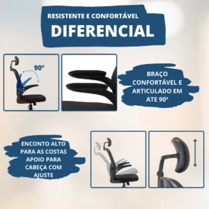 Cadeira De Escritório Até 150kg Executiva Presidente Office - Imagem 5