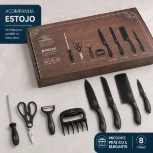 Jogo Facas Cozinha Chef Aço Inoxidável Kit 8 Peças Premium - Imagem 6