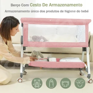Berco Bebe Portatil Retratil Acoplado Moise Balanço Infantil - Imagem 3