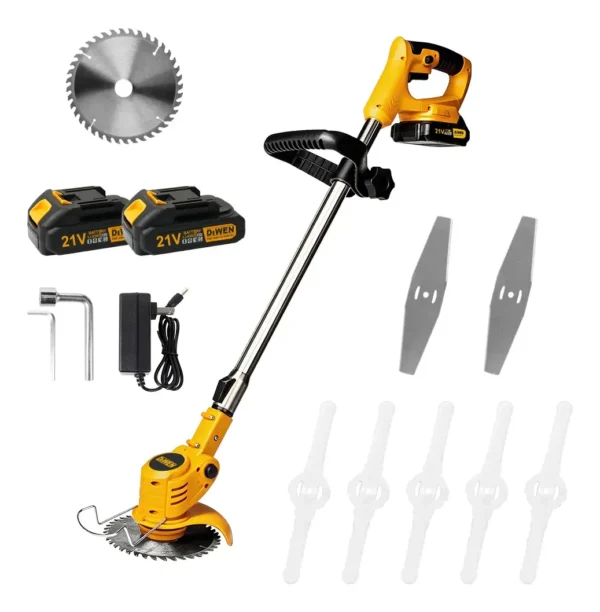 Roçadeira Aparador Grama 2 Bateria Recarregável 21v 9000 RPM Comprimento Ajustável Profissional Com Acessórios - MESTRI M-141