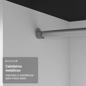 Guarda Roupa Casal Mônaco Madesa 3 Portas Correr Espelho Pr Cor Preto/Rustic 1093D81E - Imagem 6