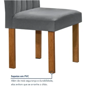 Conjunto Mesa Jantar Vidro 4 Cadeiras Madeira Cinza Kyra Cel Móveis - Imagem 7
