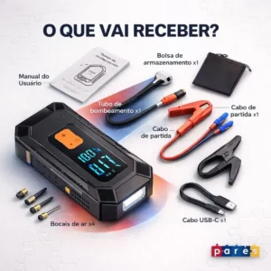 Auxiliar Partida Bateria Compressor Ar Inteligente Emergência Portátil Veicular Com Compressor De Ar, Pares Portátil Compressor Ar Veicular - Imagem 7