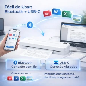 Impressora Portátil A4 Impressão S/ Fio Bluetooth Cor Branco - Imagem 8