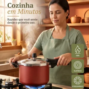 Panela de pressão 4,5 litros Alumínio Segura Reforçada Cozimento Rápido Econômica Fechamento Externo - Imagem 6