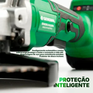 Esmerilhadeira Angular Several Importados Lixadeira Potente Corte Fácil 21v Bateria Ferramenta Completa Verde - Imagem 8