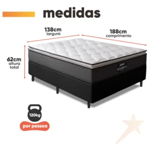 Cama Box Casal Colchão Gazin Molas Ensacadas Pillow Maximus - Imagem 4
