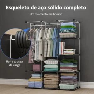 Armário Portátil, Armazenamento Multiuso, Branco, 10 Portas - Imagem 6