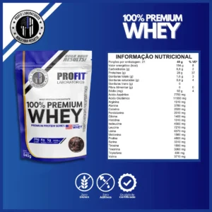 Whey Protein 100% Concentrado Premium 840g Profit Sabor Chocolate - Imagem 3