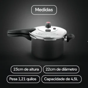 Panela de Pressão 4,5L Teflon Antiaderente Alegrete Cinza - Imagem 7