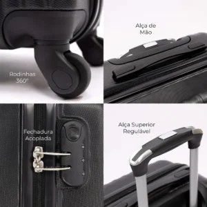 Mala de bordo 10kg pequena Londres Swiss Move Preto - Imagem 4