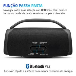 Caixa De Som Boombox Mondial Xsound- Bx-100-bl - 100w Cor Preto - Imagem 5