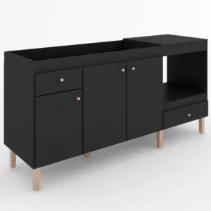 Armário De Cozinha Compacta Para Pia 3 Portas Itália Preto - Imagem 7