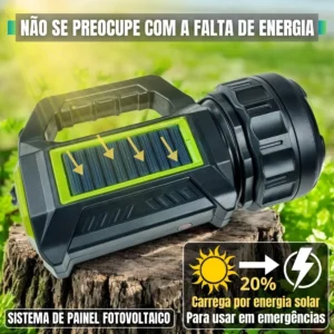 Lanterna Led Tática Grande Farolete Holofote De Mão 7 Modos 100000 Lúmens Super Potente Recarregável Usb Solar Power Bank Camping Pesca Caça Trilha Uso Rural Fazenda Emergência Profissional - Imagem 5