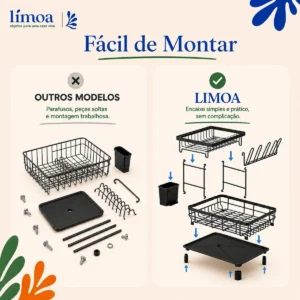 Escorredor De Louça Limoa Inox, Suporte Para Pia Preto - Imagem 8
