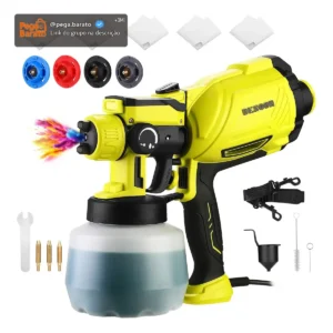 Pistola De Pintura 1600w Motor De Cobre Puro 1200ml Elétrica Profissional Pulverizador 38000rpm Com 4 Bicos De Cobre 127v Desoon - Imagem 1