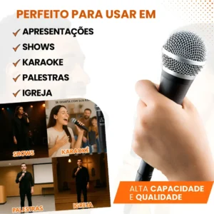 Microfone Sem Fio Duplo UHF Profissional Preto Recarregável Led Karaokê Palestras Shows Igrejas Apresentações Mzcell - Imagem 4