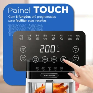 Fritadeira Elétrica Air Fryer De Vidro 6l Digital Touch Top - Imagem 4
