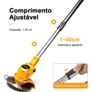 Roçadeira Aparador Grama 2 Bateria Recarregável 21v 9000 RPM Comprimento Ajustável Profissional Com Acessórios - MESTRI M-141 - Imagem 7