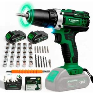 Parafusadeira Furadeira 21v 1300mah Com 2 Baterias Recarregável Sem Fio Maleta Completa Several Importados - Imagem 1