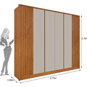 Guarda-Roupa Casal Espresso Móveis Ripado 6 Portas 6 Gavetas 275cm Cinamomo/Off White - Imagem 3