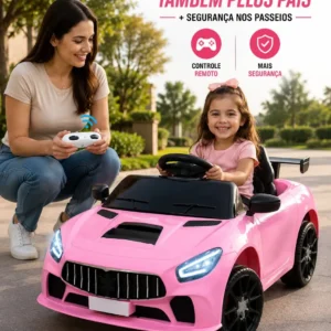 Carrinho Elétrico Infantil Rosa 12V Bribri Blush Racer com Controle Remoto - Imagem 5